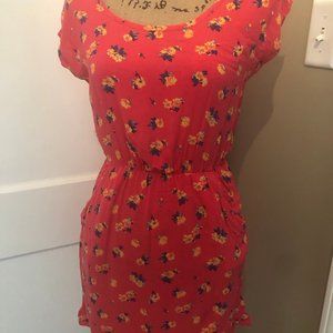 Cotton Flower Printed Dress with Pockets